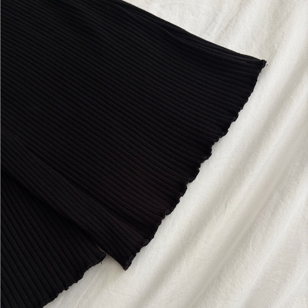 Good American Ribbed Flare Pants High Rise Black Pull On Size 2 - Picture 6 of 8
